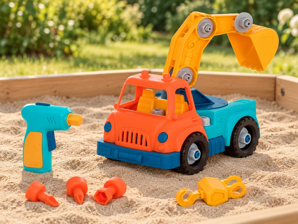 Battat Wonder Wheels Camion-grue à démonter avec perceuse, mise en scène illustrée