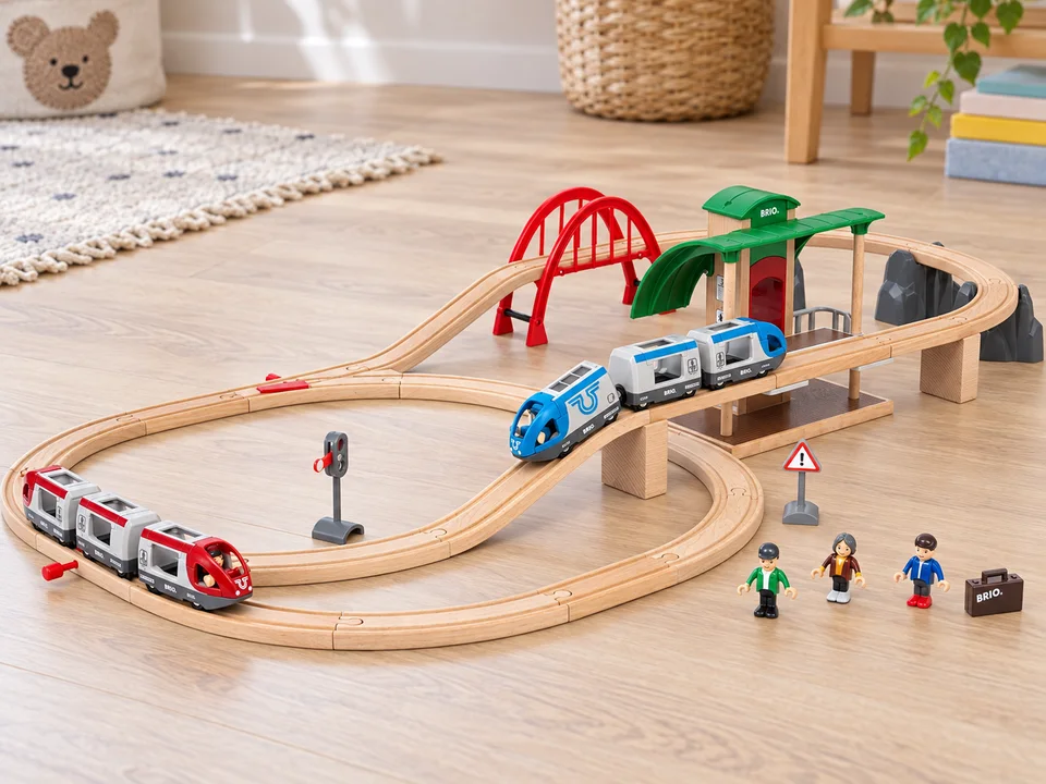 BRIO World 33512 Circuit Plateforme voyageurs, 42 pièces, mise en scène illustrée