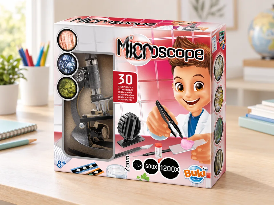 Microscope 30 expériences MS907B, mise en scène illustrée