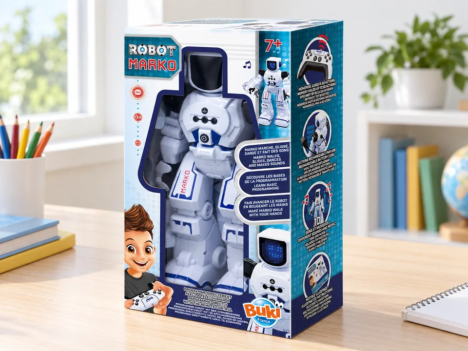 Robot Marko 7601, mise en scène illustrée