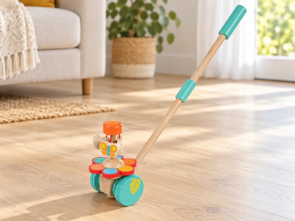 Hape Papillons dansants à pousser E0341, mise en scène illustrée
