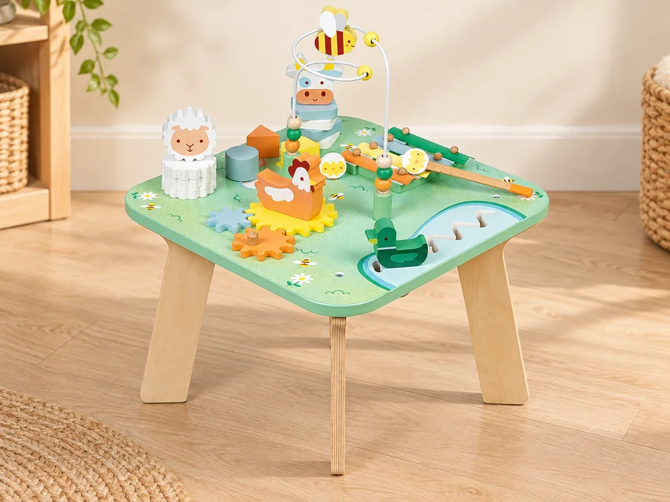 Janod Table d'activités Jolie Prairie J05327, mise en scène illustrée