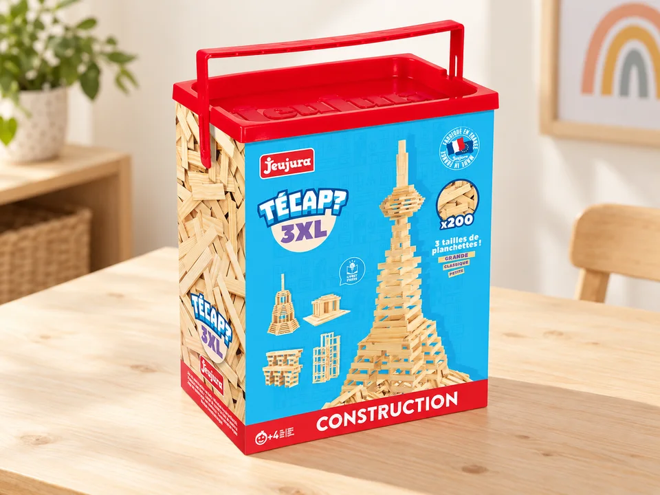 Técap 3XL 200 planchettes en bois, 3 dimensions, référence 8322, mise en scène illustrée