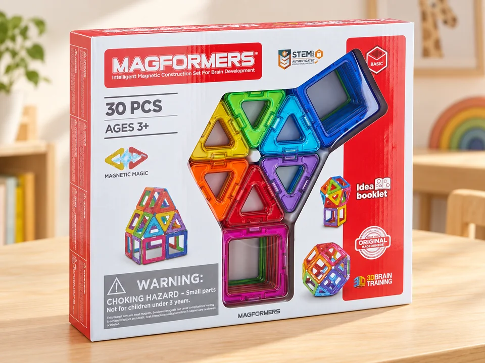 Classic 30 pièces : 18 carrés et 12 triangles, mise en scène illustrée