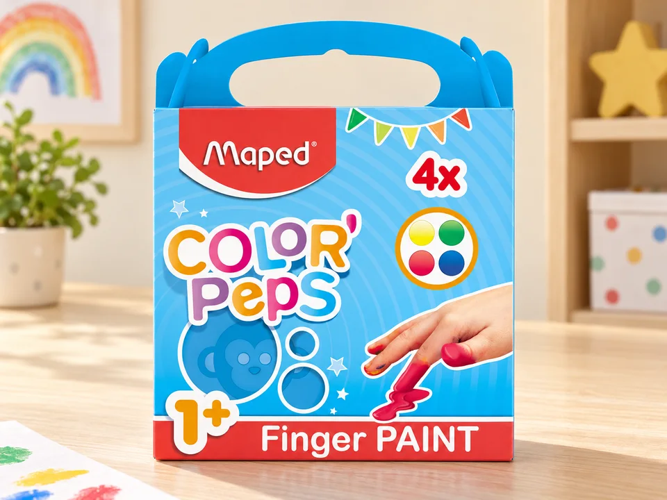 Color'Peps Baby 4 pots de peinture au doigt 812501, mise en scène illustrée