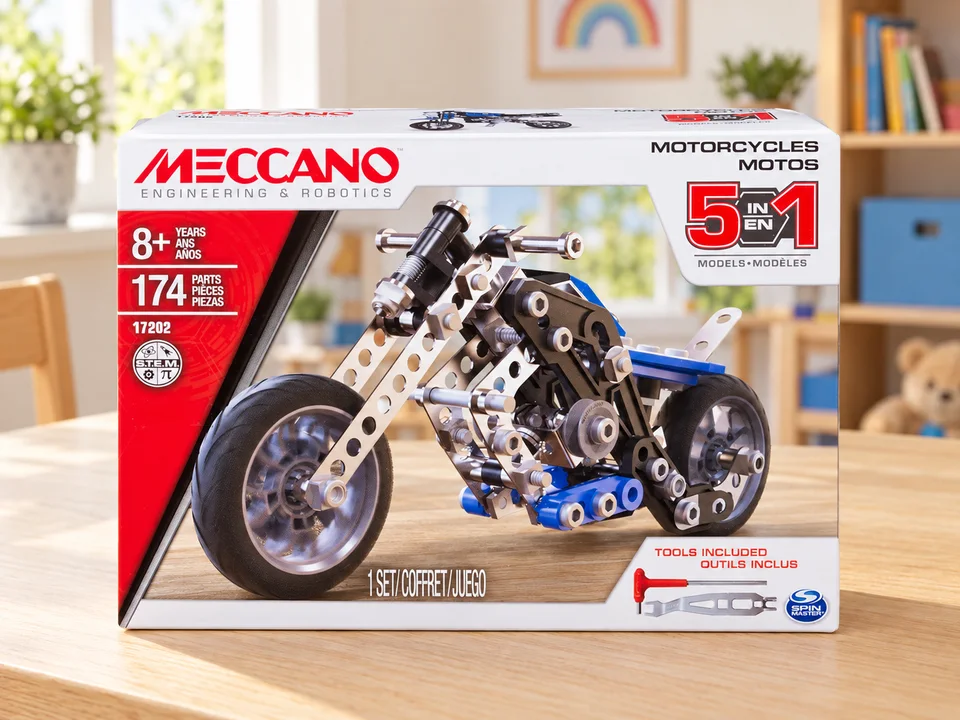 Motos 5 modèles, 174 pièces et deux outils, mise en scène illustrée