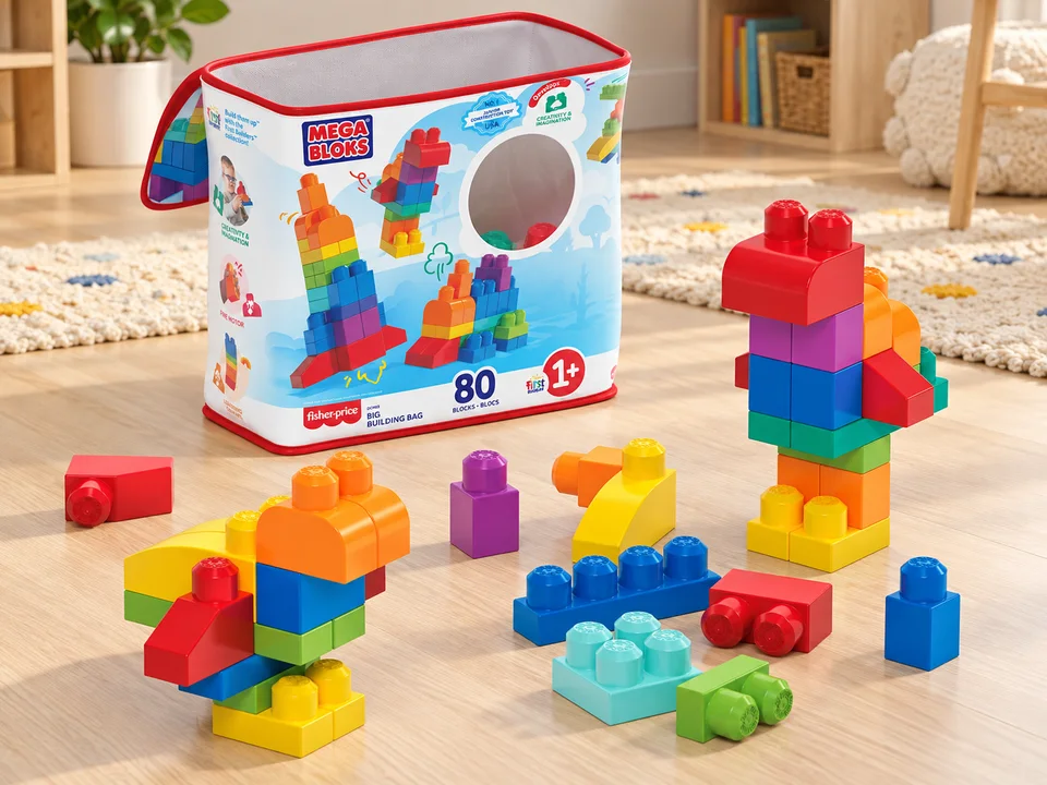 MEGA Bloks DCH63 Sac de construction, 80 blocs, mise en scène illustrée