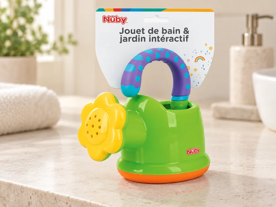 Nuby Arrosoir interactif vert, mise en scène illustrée