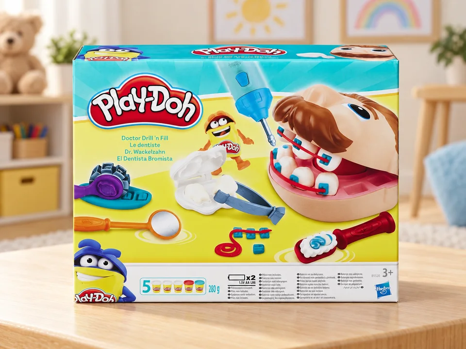 Play-Doh Le Dentiste avec fraise électrique, mise en scène illustrée