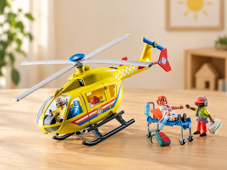 PLAYMOBIL 71203 Hélicoptère de secours, mise en scène illustrée