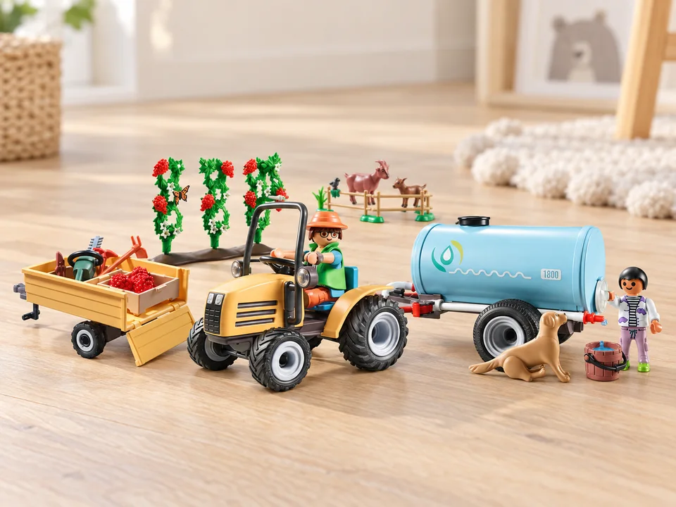 Playmobil Country 71442 Fermier avec tracteur et citerne, mise en scène illustrée