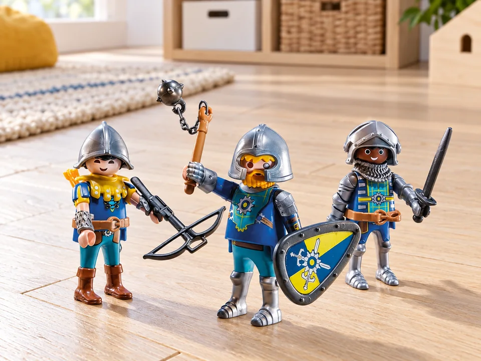 Playmobil Trois chevaliers Novelmore 70671, mise en scène illustrée