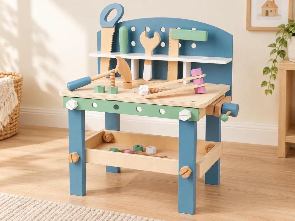 Établi compact Nordic en bois, référence 11376, mise en scène illustrée