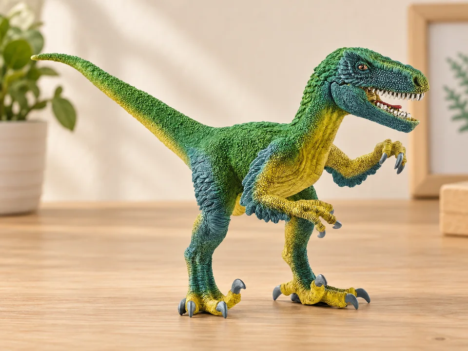 Vélociraptor Schleich 14585, mise en scène illustrée