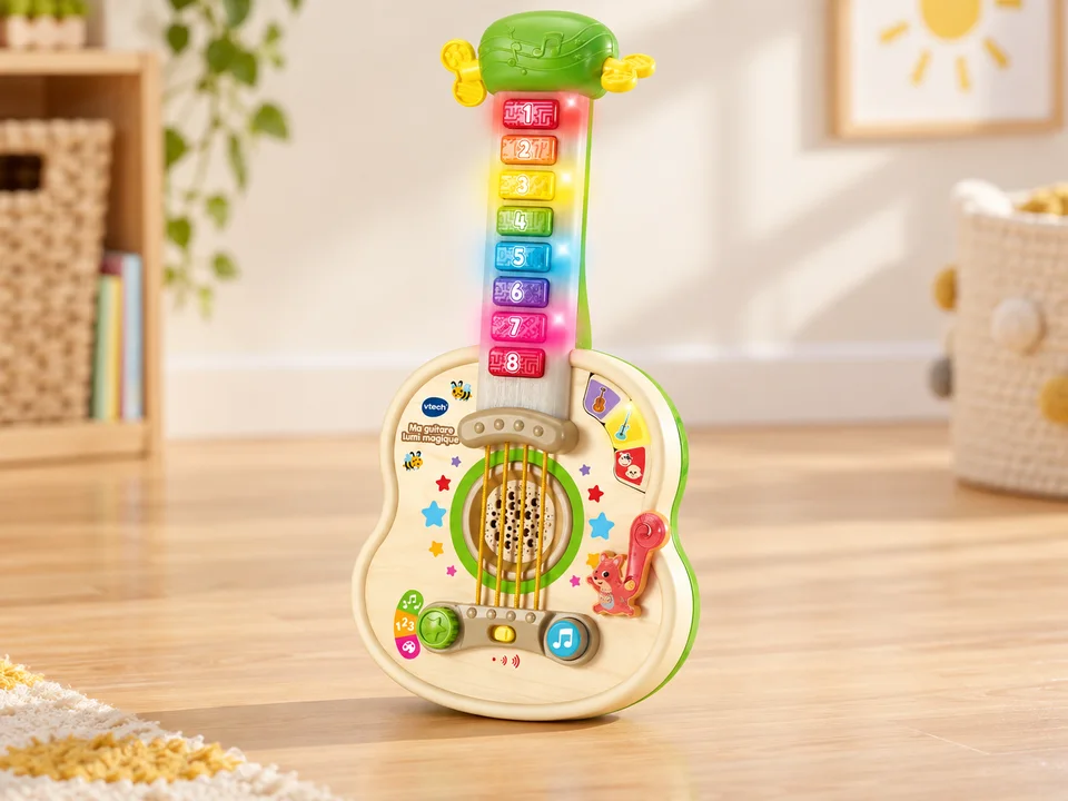 VTech Ma Guitare Lumi Magique 80-620805, mise en scène illustrée